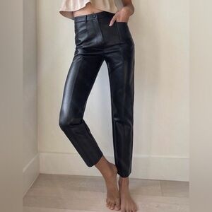 ARITZIA Wilfred Rebel Black Vegan Leather Cropped Pants